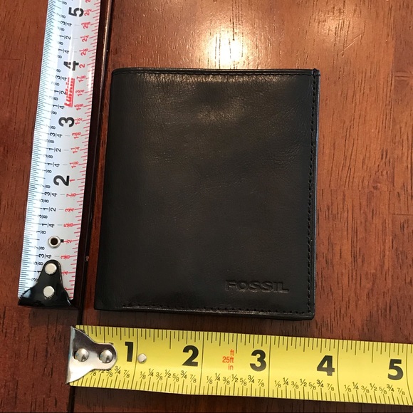New FOSSIL Wallet Front Pocket Billfold Black Leather card slim small travel - Picture 8 of 8